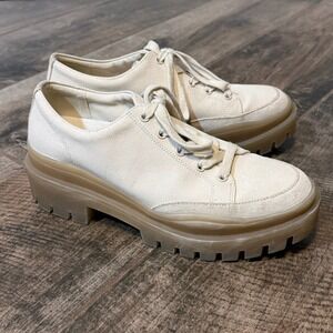 Vionic Womens Ezrie Canvas Platform Lug Sole Sneakers, Cream,9.5